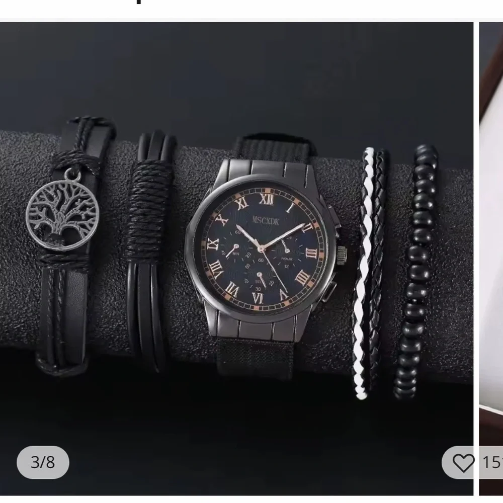 Men’s Watch Set Brown canvas band NEW